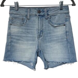 {American Eagle} "Hi-Rise Shortie" Frayed Cutoff Stretch Denim Jean Shorts